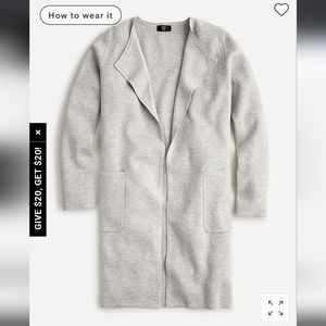 J crew Juliette sweater blazer size XS dark grey collarless